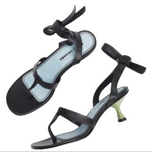 Nicole Sandaña | NWOB Black Leather Bobby Square Toe Strap Sandal - Size EU 40